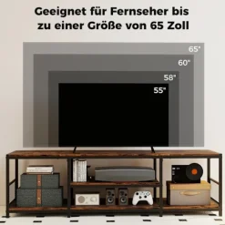 TV-bord til 65-tommer TV, industriel stil, metalramme