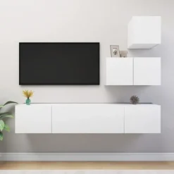 TV-møbel - Eksklusivt hjem - Mat hvid - Ingeniørtræ - Stor opbevaring Matt vit
