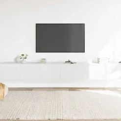 TV-møbel - Eksklusivt hjem - Hvid - Væghængt design - Holdbart ingeniørtræ Vit