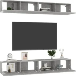 TV-møbel - Eksklusivt hjem - Betongrå - Ingeniørtræ - 100 x 30 x 30 cm Betonggrå