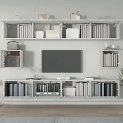 TV-møbel - Eksklusivt hjem - Sæt 6 stk - Betongrå - Ingeniørtræ Betonggrå