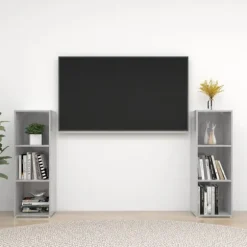 TV-møbel - Eksklusivt hjem - Betongrå - 3 rum - Kan placeres horisontalt/vertikalt Betonggrå