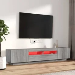 TV-møbel - Eksklusivt hjem - Sonoma grå - RGB LED - Ingeniørtræ - 100 x 35 x 40 cm Sonoma grå