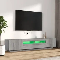 TV-møbel - Eksklusivt hjem - Sonoma grå - RGB LED - Ingeniørtræ - 100 x 35 x 40 cm Sonoma grå