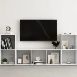 TV-møbel - Eksklusivt hjem - Mat hvid - Ingeniørtræ - Modulær (vandret/vertikal) Matt vit
