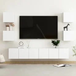 TV-møbel - Eksklusivt hjem - 7 dele - Mat hvid - Ingeniørtræ Matt vit