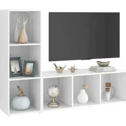 TV-møbel - Eksklusivt hjem - Mat hvid - 107 x 35 x 37 cm - Ingeniørtræ Matt vit