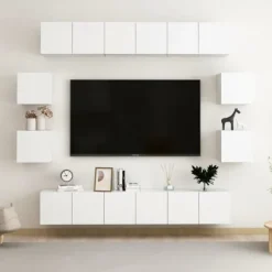 TV-møbel - Eksklusivt hjem - Sæt med 10 stk (6 store + 4 små) - Mat hvid - Ingeniørtræ Matt vit