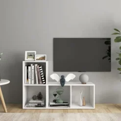 TV-møbel - Eksklusivt hjem - Mat hvid - Ingeniørtræ - 2 rum Matt vit