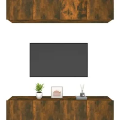 TV-møbel - Eksklusivt hjem - Røget eg - Ingeniørtræ - 4 dele (80x30x30 cm) Rökt ek