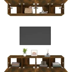 TV-møbel - Eksklusivt hjem - Røget eg - Ingeniørtræ - 4 dele (80x30x30 cm) Rökt ek