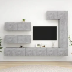 TV-møbel - Eksklusivt hjem - Sæt med 7 dele - Betongrå - Ingeniørtræ Betonggrå