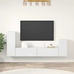 TV-møbel - Eksklusivt hjem - Hvid - Ingeniørtræ - Væghængt design Vit