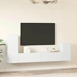 TV-møbel - Eksklusivt hjem - Hvid - Ingeniørtræ - Væghængt design Vit