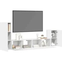 TV-møbel - Eksklusivt hjem - Hvid - Ingeniørtræ - Væghængt design Vit