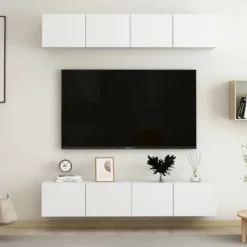 TV-møbel - Eksklusivt hjem - Mat hvid - Ingeniørtræ - Væghængt Matt vit