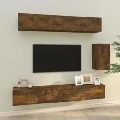 TV-møbel - Eksklusivt hjem - Røget eg - Ingeniørtræ - Vægbaseret design Rökt ek