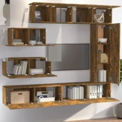 TV-møbel - Eksklusivt hjem - Røget eg - Væghængt design - Ingeniørtræ Rökt ek