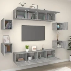 TV-møbel - Eksklusivt hjem - 8 dele - Væghængt design - Sonoma grå Sonoma grå