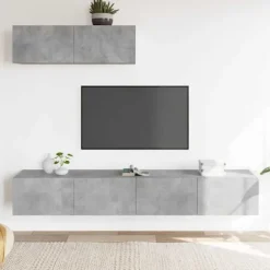 TV-møbel - Eksklusivt hjem - Betongrå - Ingeniørtræ - Sæt med 3 dele Betonggrå