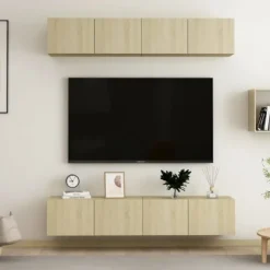 TV-møbel - Eksklusivt hjem - Sonoma eg - Ingeniørtræ - 80 x 30 x 30 cm (sæt af 4) sonoma ek