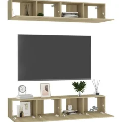 TV-møbel - Eksklusivt hjem - Sonoma eg - Ingeniørtræ - 80 x 30 x 30 cm (sæt af 4) sonoma ek
