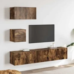TV-møbel - Eksklusivt hjem - Sæt 4 stk - Røget eg - Ingeniørtræ Rökt ek