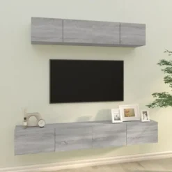 TV-møbel - Eksklusivt hjem - Vægdesign - Sæt med 4 dele (60/80 cm) - Sonoma grå Sonoma grå