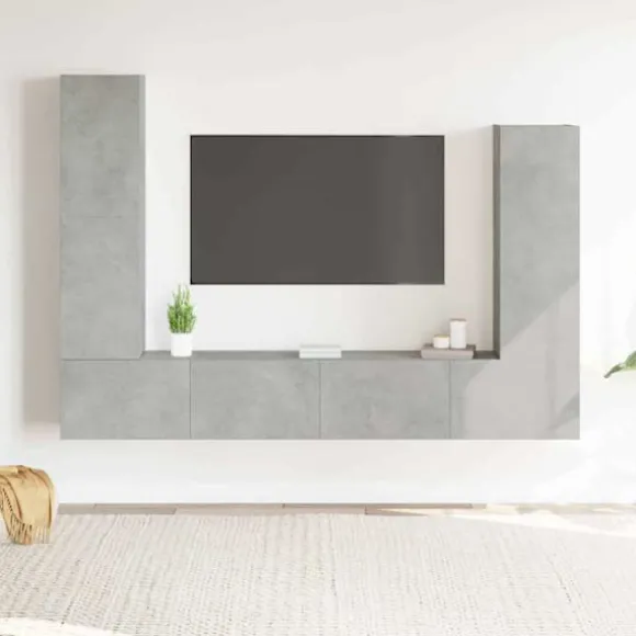 TV-møbel - Eksklusivt hjem - Betongrå - Ingeniørtræ - Væghængt design Betonggrå