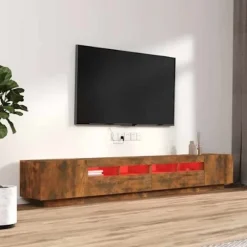 TV-møbel - Eksklusivt hjem - Røget eg - RGB LED-lys - Stort opbevaring Rökt ek