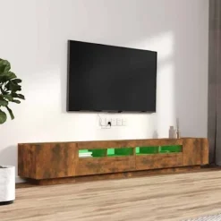 TV-møbel - Eksklusivt hjem - Røget eg - RGB LED-lys - Stort opbevaring Rökt ek