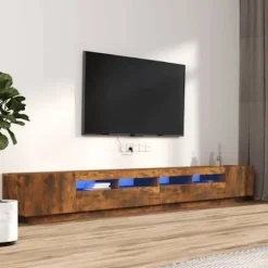 TV-møbel - Eksklusivt hjem - Røget eg - RGB LED-lys - Ingeniørtræ 100x35x40 cm Rökt ek