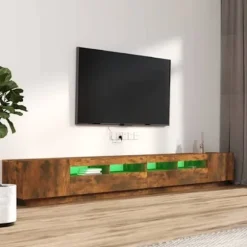 TV-møbel - Eksklusivt hjem - Røget eg - RGB LED-lys - Ingeniørtræ 100x35x40 cm Rökt ek