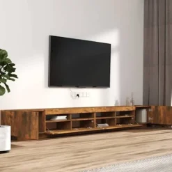 TV-møbel - Eksklusivt hjem - Røget eg - RGB LED-lys - Ingeniørtræ 100x35x40 cm Rökt ek