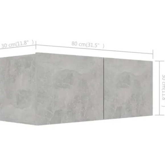 TV-møbel - Eksklusivt hjem - Betongrå - Ingeniørtræ - Sæt med 3 dele 80 x 30 x 30 cm Betonggrå