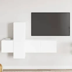 TV-møbel - Eksklusivt hjem - 3 dele - Mat hvid - Ingeniørtræ Matt vit