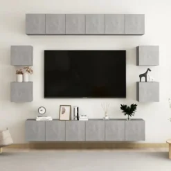 TV-møbel - Eksklusivt hjem - 10 dele - Betongrå - Ingeniørtræ Betonggrå