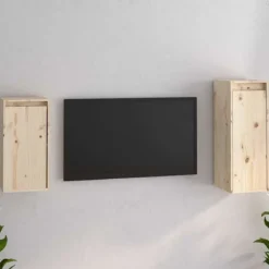 TV-møbel - Eksklusivt hjem - Massivt fyrretræ - Sæt med 2 stk 30x30x60/30x30x80 cm - Klassisk stil
