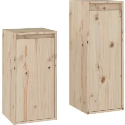 TV-møbel - Eksklusivt hjem - Massivt fyrretræ - Sæt med 2 stk 30x30x60/30x30x80 cm - Klassisk stil