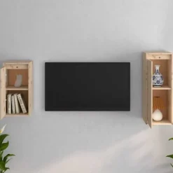 TV-møbel - Eksklusivt hjem - Massivt fyrretræ - Sæt med 2 stk 30x30x60/30x30x80 cm - Klassisk stil