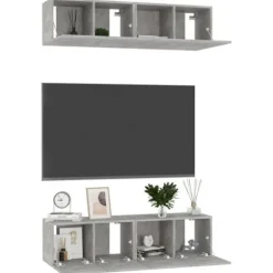 TV-møbel - Eksklusivt hjem - Betongrå - Ingeniørtræ - 60 x 30 x 30 cm Betonggrå
