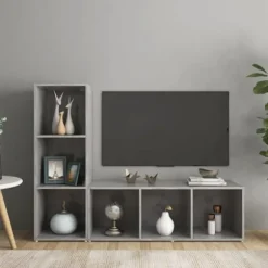 TV-møbel - Eksklusivt hjem - Betongrå - Ingeniørtræ - 107x35x37 cm Betonggrå