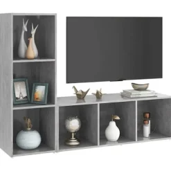 TV-møbel - Eksklusivt hjem - Betongrå - Ingeniørtræ - 107x35x37 cm Betonggrå