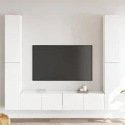 TV-møbel - Eksklusivt hjem - 6 stk - Mat hvid - Ingeniørtræ Matt vit