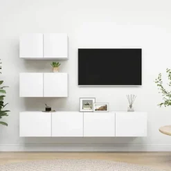 TV-møbel - Eksklusivt hjem - Mat hvid - Ingeniørtræ - Væghængt Matt vit