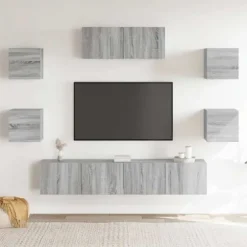 TV-møbel - Eksklusivt hjem - Sonoma grå - Væghængt design - Fugtbestandigt ingeniørtræ Sonoma grå