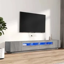 TV-møbel - Eksklusivt hjem - Sæt 3 stk Sonoma grå - RGB LED - Ingeniørtræ, stor opbevaring Sonoma grå