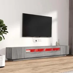 TV-møbel - Eksklusivt hjem - Sæt 3 stk Sonoma grå - RGB LED - Ingeniørtræ, stor opbevaring Sonoma grå