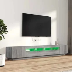 TV-møbel - Eksklusivt hjem - Sæt 3 stk Sonoma grå - RGB LED - Ingeniørtræ, stor opbevaring Sonoma grå