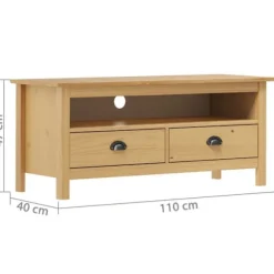 TV-møbel - Hill - Massivt fyrretræ - 110 x 40 x 47 cm - 2 skuffer, 1 rum honungsbrunt